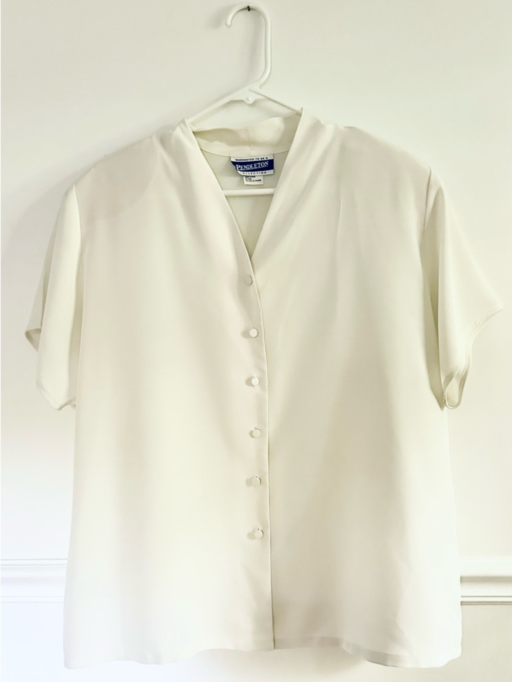 Pendleton Collection Ivory Button Front Blouse Size 16 Essential Minimalist